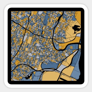 Newark Map Pattern in Blue & Gold Sticker